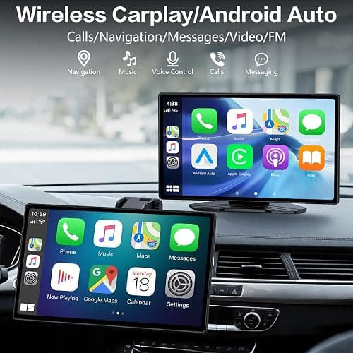 9" Wireless Apple Carplay Screen for Car, Portable Wireless CarPlay with Apple Car Play & Android Auto, OTA Updates, Backup Camera, GPS Navigation/Bluetooth 5.0/Mirror Link/Voice Control/AUX/FM thumbnail 5