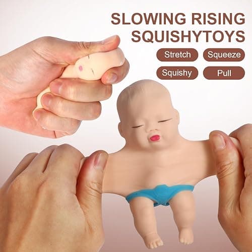AHHSOY 2 Pack Squeeze Stress Doll Toys, Cute Little Baby Doll Fidget Toys, Stress Relief Sensory Squishy Toys for Kids Adults (White) thumbnail 4