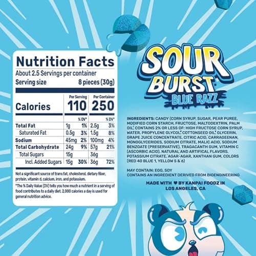 Kanpai Candy - Unique Freeze Dried & SOUR Gummy Candies - Gift Packs By Lyza's Sweets & Treats (Pack of 1, Blue Raspberry Sour Burst) thumbnail 2