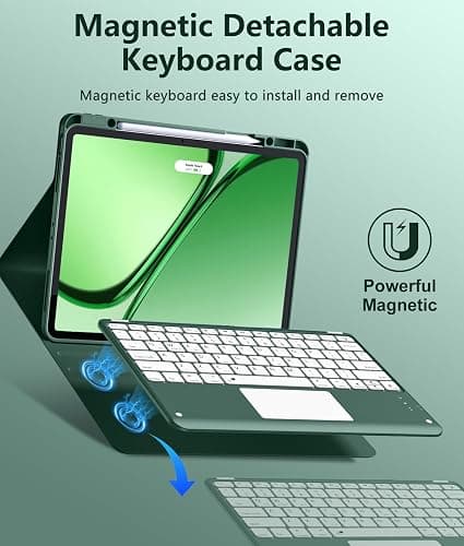 Harvopu for iPad Air 13 Inch & Pro 12.9 Case with Keyboard - Multi-Touch Trackpad, 7 Colors Backlit, Detachable Keyboard Cover for iPad Pro 12.9 (6th, 5th, 4th, 3rd gen), Air 13 M4/M3/M2,Pine Green thumbnail 4