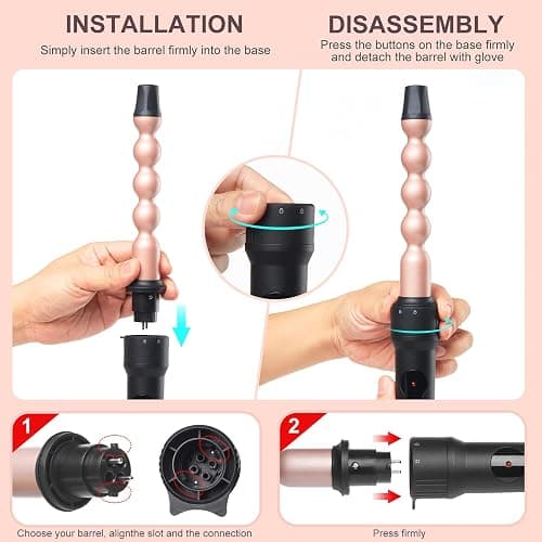 5 in 1 Curling Wand Iron Set - EMOCCI PRO Instant Heat Long lasting Hair Waver Iron Straightener and Curler 2 in 1 with 5 Interchangeable Ceramic Tourmaline Barrels for All Curly and Wavy Hairstyle thumbnail 6
