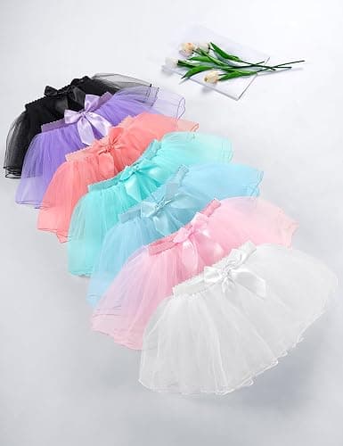 Phoeswan Grils 4 Layers Tulle Tutu Skirts,Kids Pull on Ballet Skirts for Dance Gymnastics,Halloween Dance Dress thumbnail 6