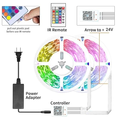 DAYBETTER 100ft Led Strip Lights for Bedroom with App Control Remote, 5050 RGB Led Lights for Bedroom, Music Sync Color Changing Strips for Room Party (2 Rolls of 50ft) thumbnail 7