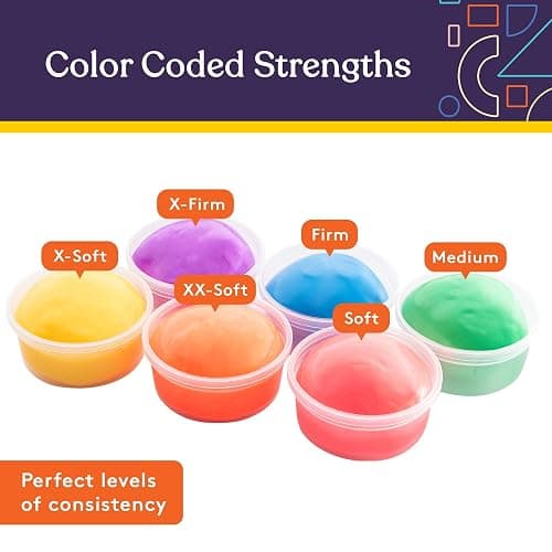 Special Supplies Therapy Putty for Kids and Adults - Resistive Hand Exercise Stress Relief Therapy Putty Kit, Set of 6 Strengths, 3 Ounces of Each Putty thumbnail 2