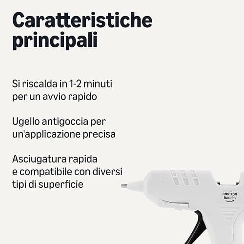 Amazon Basics Kit per pistola per colla a caldo con 30 bastoncini di colla, 20 W, Presa EU, Bianco thumbnail 3