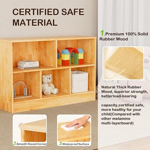 Montessori Rubber Wood Bookshelf thumbnail 5