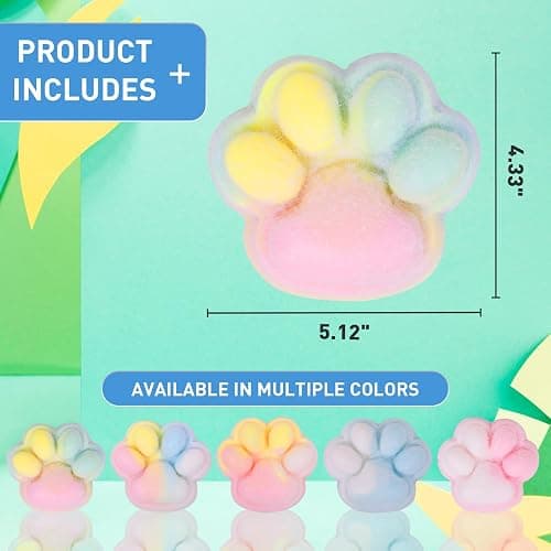 1pcs Rainbow Pink Big 5in Squishy Cat Paw Squeeze Toys,Cute Kawaii Squishies,Fur Ball,Jelly Kitty Paw Squishy Funny for Adults Kids thumbnail 3