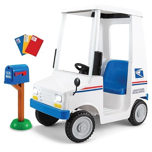 Kid Trax 6V USPS Mail Truck Ride-On Toy, Ages 3-5, Max Weight 60 lb, Includes Mailbox, Play Envelopes, Working Headlights/Horn, FM Radio/MP3 Input - Image 1