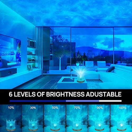 Ocean Wave Projector Lamp,16 Color Northern Lights Projector with Remote & Touch Control, Rechargeable Night Light Mood Lighting for Girls Bedroom Gifts (Crown Light) thumbnail 3