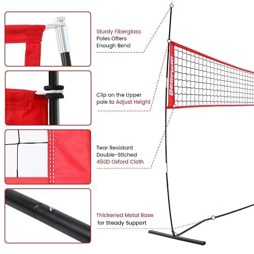 Bearwill Volleyball Net, 12FT Portable Volleyball Net for Backyard, Freestanding Volley Ball Set Height Adjustable with Carry Bag, Volley Ball Practice Nets Training Equipment for Indoor and Outdoor thumbnail 6