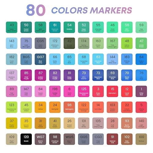 Taotree Alcohol Markers 80 Colors with Case & Holders, Dual Tips Art Coloring Markers Pens Set, Chisel & Fine Sketch Pens Art Supplies for Artist Kids Adult Coloring Book Drawing, Painting, Sketching thumbnail 5