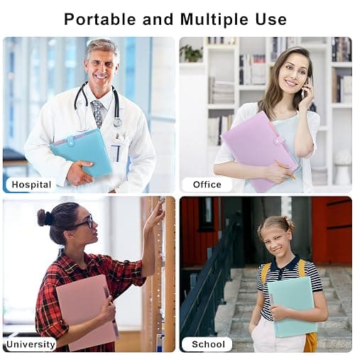 NAFY Colorful Expanding File Folder, 5 Pockets Folder with Colored Labels Portable Weave Pattern Accordion File Folder A4 Letter Size Project Organizer Document Folder for Office School (Purple) thumbnail 7