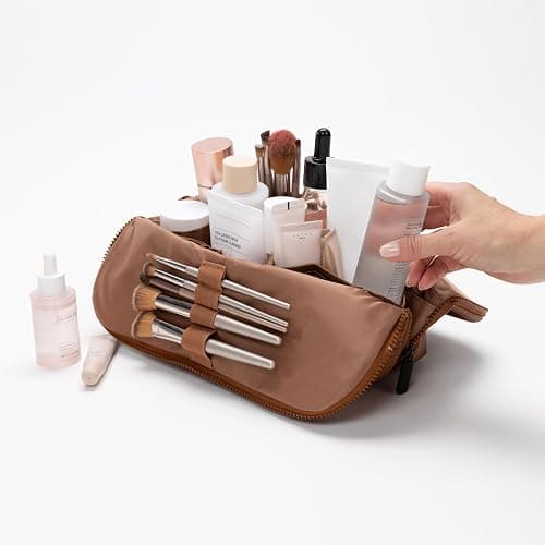 THE VERTI-Vertical Waterproof Makeup & Toiletry Bag | 23-Pocket Organizer with Upright, Fold-Down Design for Skincare, Toiletries & Essentials (Mahogany) thumbnail 2
