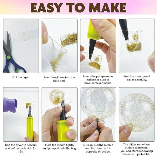 ToyUnited Nano Tape Bubble Kit - Water Balloon Version with 9.8ft Double Sided Tape & Syringe Toy, Craft Kit for Kids 4-8, Girls Toys, Gifts for Girls Boys 4, 5, 6, 7, 8, 9, 10, 11, 12 Years Old thumbnail 4