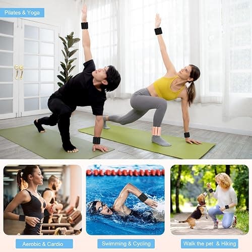 Wrist Weights Set of 2, Wearable Arm & Leg Weights for Women & Men, Adjustable Wrist Ankle Weights for Walking, Yoga, Swimming, Gym, 2lb thumbnail 7