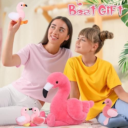 MorisMos Plush Flamingo Stuffed Animal-18 Inch Mommy Stuffed Flamingo with 4 Baby Bird Plush Toys Inside Zipper Tummy, Pink Bird Stuffed Animals Gift for Girl Women Decor Birthday Christmas Valentines thumbnail 9