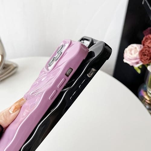 Caseative for iPhone 14 Pro Max Case,Water Ripple Pattern Curly Wave Shape Soft Phone Case (Wine Red) thumbnail 5
