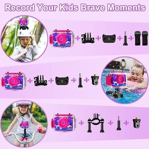 GKTZ Kids Camera - Waterproof Underwater Camera for Kids, Christmas Birthday Gifts for Girls Age 3-12, 1080P HD Children Digital Action Camera, Pool Toys for Kids Age 4-12 thumbnail 5