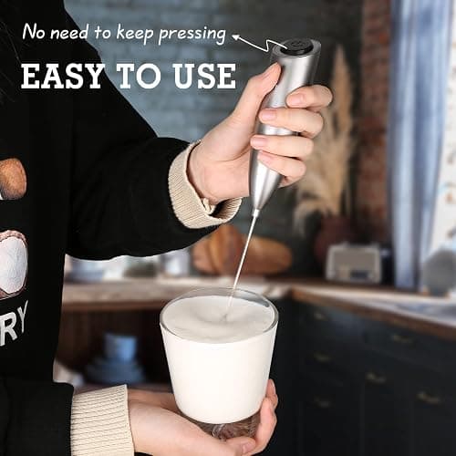 SIMPLETaste Milk Frother Handheld Battery Operated Electric Foam Maker, Drink Mixer with Stainless Steel Whisk and Stand for Cappuccino, Bulletproof Coffee, Latte thumbnail 4