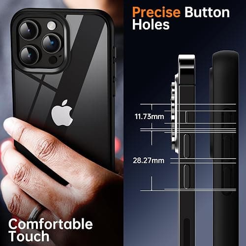 Supdeal Shockproof Clear Case for iPhone 16 Pro, [Camera Control Button] [10FT Military Drop Protection] Hard Clear Back Silicone Edge Four Corner Airbags Phone Cover, 6.3 inch, Black thumbnail 5