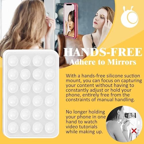 PKYAA Anteel Magnetic Suction Phone Mount for MagSafe Case, Silicone Grip Secure Mirror Shower Phone Holder for iPhone 12/13/14/15/16, Hands-Free Selfie/Video for TikTok Creator/Influencer (White) thumbnail 5