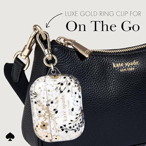 kate spade new york AirPods Pro Protective Case with Keychain Ring - Multi Floral Black and White, Compatible with AirPods Pro 2nd / 1st Generation thumbnail 6