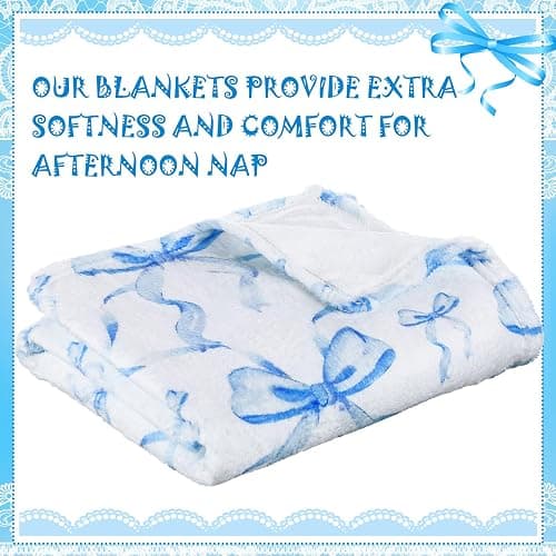 Buryeah Blue Bow Throw Blanket 50"x60" Soft Flannel for Girls Women | Coquette Aesthetic Decor with Ruffled Edges, Ultra Plush Bed Sofa Blanket, Preppy Gift for Teens, Back to School Dorm Room thumbnail 8