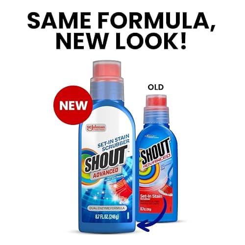 Shout Advanced Stain Remover Gel for Clothes Laundry, Ultra Concentrated Gel with Built-in Scrubber Brush for Deep Set-In stains, 8.7oz thumbnail 2