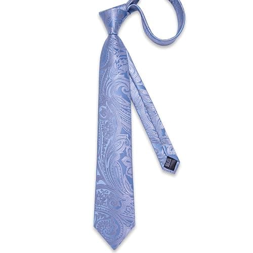 DiBanGu Silk Floral Ties for Men Woven Paisley Necktie and Tie Clip Handkerchief Cufflinks Set for Party Wedding thumbnail 4