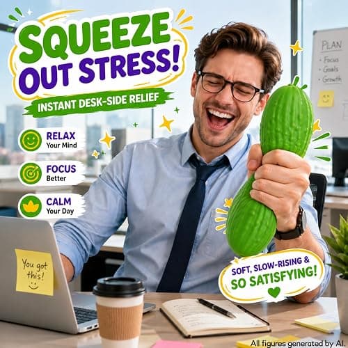Jumbo Stretchy Cucumber Squishy Toys, Squeeze Sensory Fidget Toys for Stress Relief, Cute Giant Pickle Stress Balls Squishies Toy, Fun Novelty Birthday Party Favor for Kids and Adults thumbnail 3