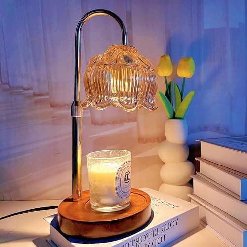 LILOOVKE Candle Warmer Lamp Dimmable Flower with Timer Adjustable Height Flameless Wax Warmer Lamp Home Decor Electric Heating for Jar Candles with Gift Packaging and Two Bulbs - Image 1