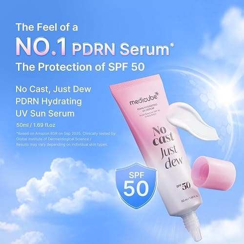 medicube Sunscreen No Cast Just Dew PDRN Hydrating UV Sun Serum, SPF 50 | SPF 50 Fast-Absorbing Sunscreen with PDRN, Panthenol & Centella - Lightweight Hydration & Cooling, Korean Skincare thumbnail 2