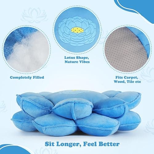 Lotus Flower Floor Pillows, Large Cushion Inspired by Lotus Flower Design, Decorative Seating for Living Room, Bedroom, and Lounge, Soft Washable Floor Cushion for Relaxation, and Family Activities thumbnail 3