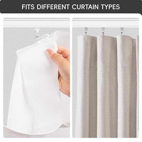 Ceiling Curtain Track, Curtain Track with Roller Hooks, 6ft - 9ft Ceiling Mounted Rail Set for Room Divider, White thumbnail 7
