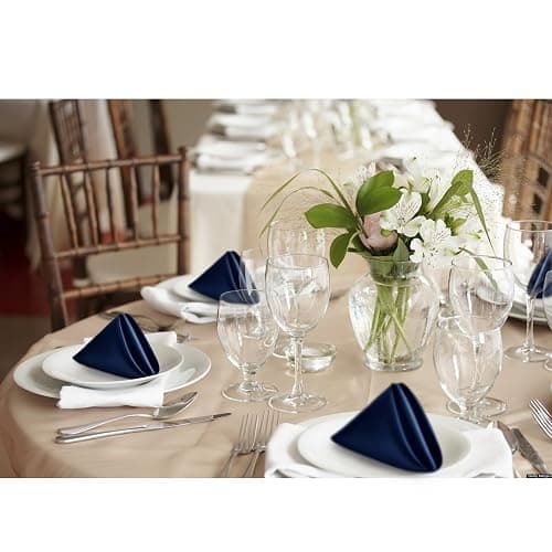 P Pothuiny 12 Pcs Silky Navy Blue Satin Napkins 17 x 17 Inches, Square Smooth Wedding Dinner Napkins Satin Cloth Napkins Table Napkins for Banquet Party Restaurant Decor, Thanksgiving, Christmas thumbnail 7