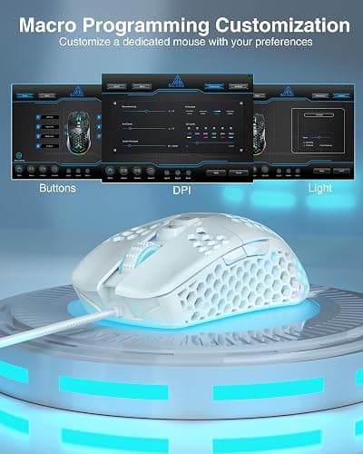 SOLAKAKA SM900 Gaming Mouse Wired with RGB,Adjustable 12800 DPI Wired Gaming Mouse with Side Buttons,Computer Mouse for Laptop/PC,White thumbnail 5