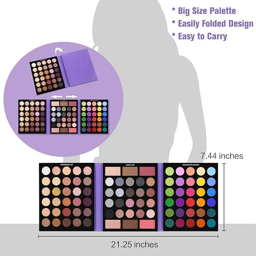UCANBE Pretty All Set Eyeshadow Palette Pro 86 Colors Makeup Kit Matte Shimmer Eye Shadow Highlighters Contour Blush Powder All In One Makeup Pallet Holiday Christmas Valentine's Day Gift Set thumbnail 7