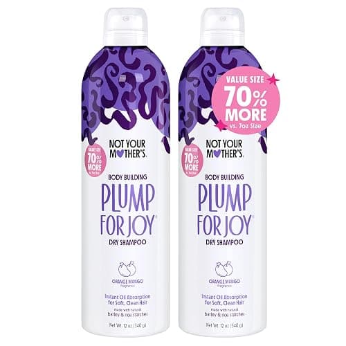 Not Your Mother's Value Size Plump for Joy Jumbo Dry Shampoo (2-Pack) - 12 oz Each - 70% More to Absorb Oil and Build Body - Orange Mango - For All Hair Types - Image 1