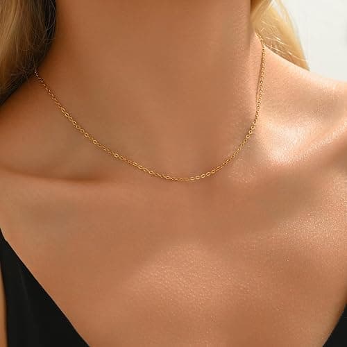 Mauzew Gold Chain Necklace for Women Dainty Simple Satellite Beaded Twisted Chain Choker Necklace Everyday Jewelry Christmas Gifts thumbnail 3