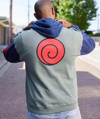 Ripple Junction Naruto Shippuden Men's Authentic Full Zip Hooded Sweatshirt w/Chest Pockets Epaulettes Officially Licensed thumbnail 5