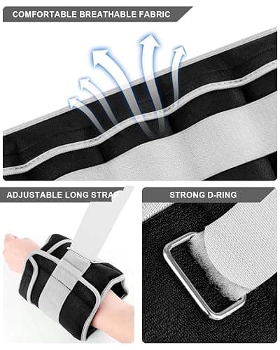 Adjustable Ankle Weights 1-3/4/5/6/8/10/12/15/20 LBS Pair with Removable Weight for Jogging, Gymnastics, Aerobics, Home, Fitness, Physical Therapy thumbnail 2