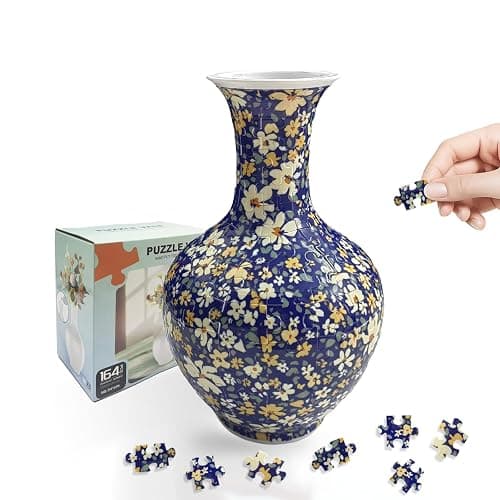 Yizhor Unique 3D Puzzle Vase, 164 Curved Pieces DIY Flower Vase Craft Kit & 3D Puzzles for Adults, Creative Jigsaw Art Project Home Décor Centerpiece, Warming Gift for Women - Image 1