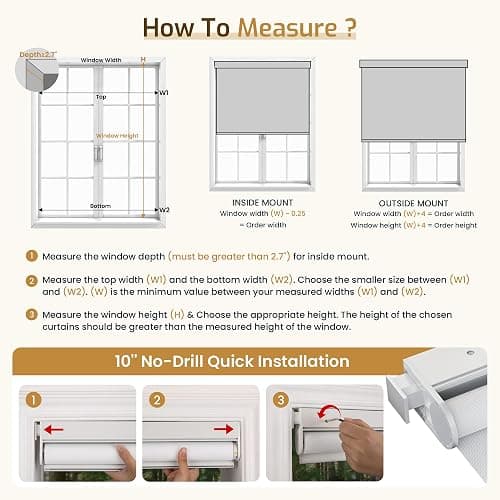Grandekor No Drill Motorized Blinds with Remote, Roller Shade Electric Smart Remote Control Blinds, Fit for APP and Voice Control, Customized Size Color Blackout thumbnail 7