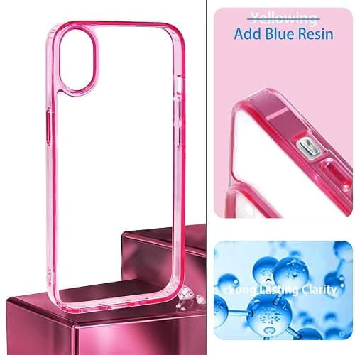 JJGoo Compatiable with iPhone XR Case Clear, Transparent Shockproof Phone Case, Slim Anti-Scratch Hard PC Back Protective Cover Bumper, Transparent Pink thumbnail 2