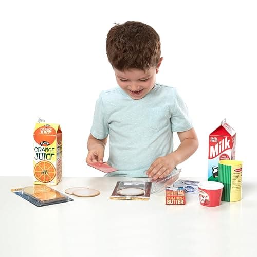 Melissa & Doug Fridge Fillers Grocery Play Food Cartons (8 Pieces) Wooden Toy Groceries, Pretend Play Food, Kitchen Accessories for Kids Ages 3+ - FSC Certified thumbnail 5