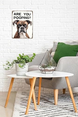 TopPacific Funny Boxer Dog Are You Pooping Metal Signs Vintage Farmhouse Bathroom Wall Decor Boxer Dog Lovers Gift 8 x 12 Inch(961) thumbnail 2