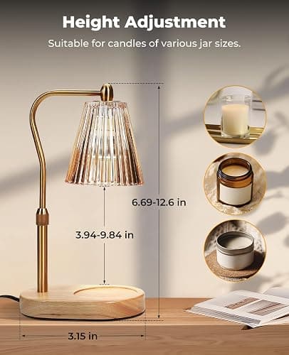 Candle Warmer Lamp, Candle Warmer with Timer and Dimmer, Adjustable Height Electric Candles Lamp with 2 Bulbs for Scented Jar, Wax Melter Lamp for Fall Decor, Home Decor, Room Decor, Gifts for Women thumbnail 3