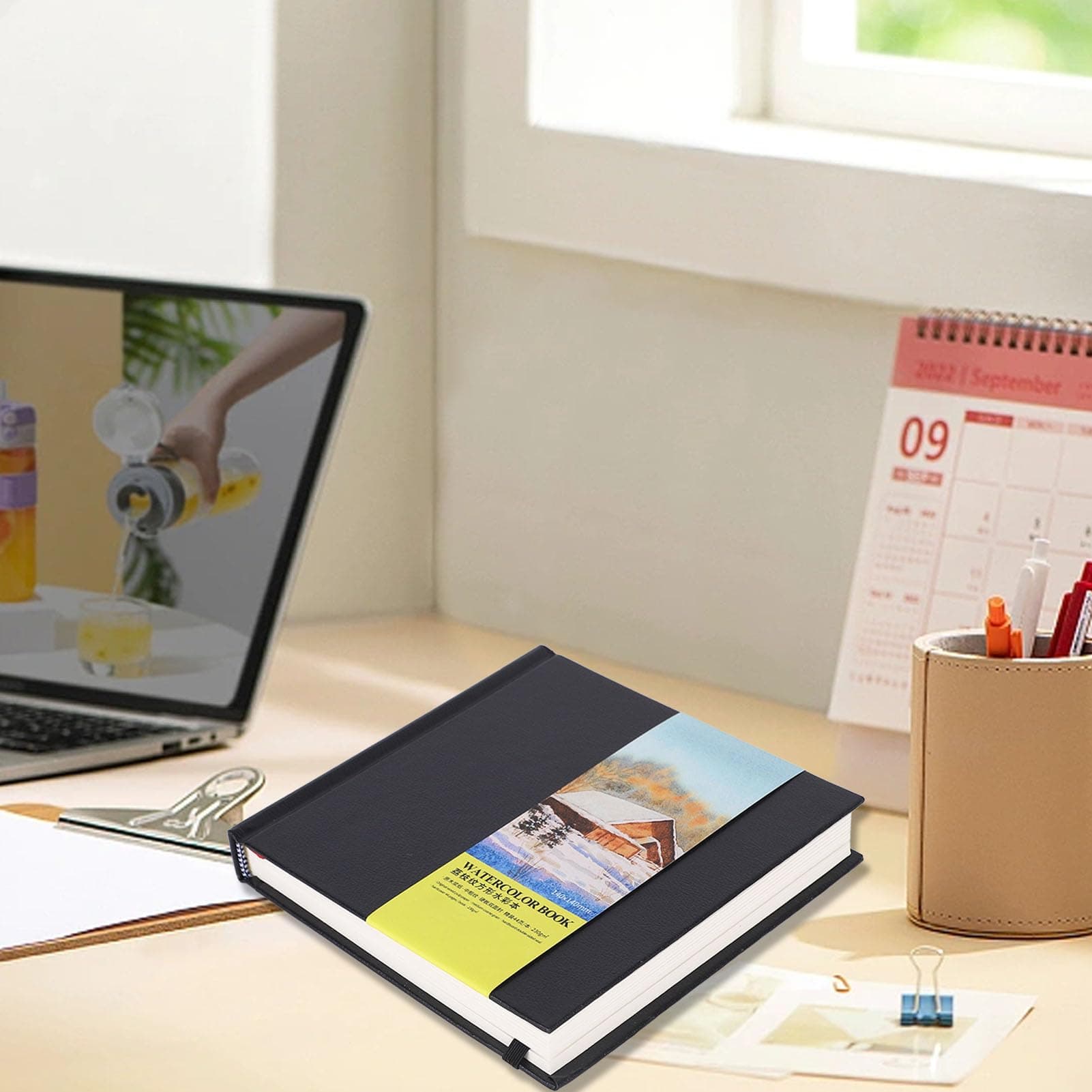 Cuadernos de Bocetos de Acuarela, Diario de Acuarela, Libro de Acuarela, Papel sin ácido, Tapa Dura de Doble Cara, Bloque de Papel de Acuarela para Medios Húmedos y Secos Mixtos thumbnail 6