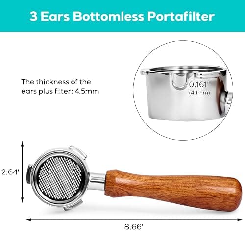 CASABREWS 51mm Bottomless Portafilter with Puck Screen & Filter Basket, 3 Ears Espresso Handle for CM5418 & 3700Essential thumbnail 2