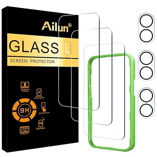 Ailun 3 Pack Screen Protector for iPhone 17 [6.3 inch] + 3 Pack Camera Lens Protector with Installation Frame,Dynamic Island Compatible,Case Friendly Tempered Glass[Not for iPhone 17 Pro/Pro Max/Air] - Image 1